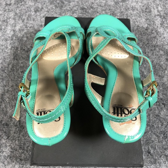 Sofft Sandals Womens Size 7 M Green Patent Leather Wedge Slingback Comfort Shoes - Picture 9 of 16